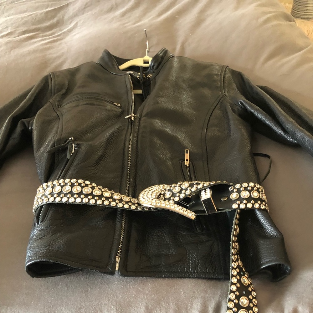 Leather motorcycle jacket